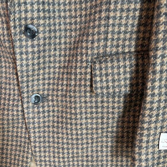 Vintage ADAM HALL Men's 44L Brown Houndstooth Wool Tweed Blazer Sports Coat NWOT - Picture 11 of 11